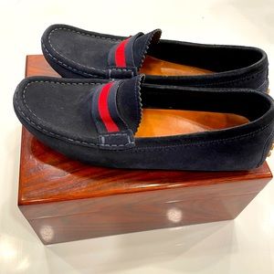 Gucci navy suede loafers